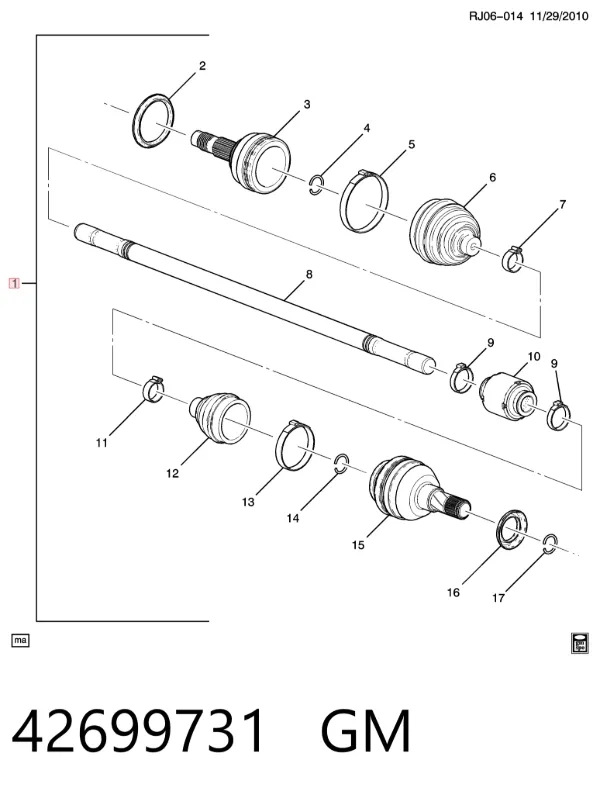 Semieje delantero derecho 42699731 General Motors