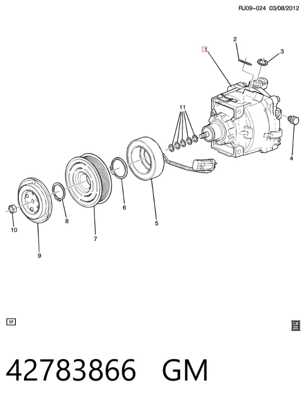 Compresor de aire acondicionado 42783866 General Motors