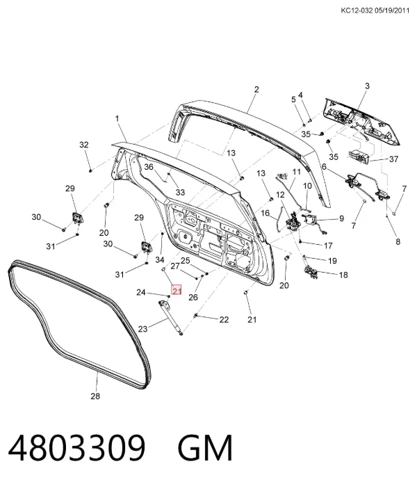 Tope de la tapa del maletero 4803309 General Motors