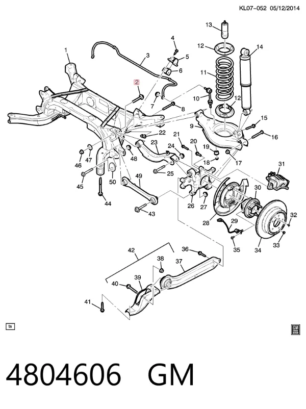 Perno interior del brazo de caída trasero 4804606 General Motors