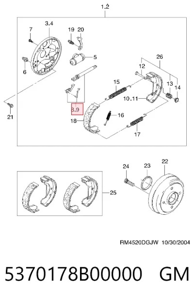 Juego de reparación del freno de estacionamiento GM 5370178B00000