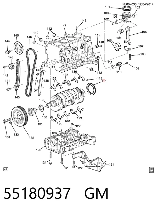 Retén de cigüeñal 55180937 General Motors