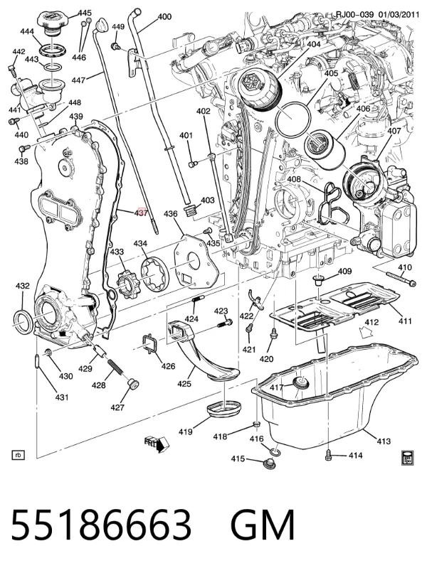 Junta de tapa frontal del motor Fiat Doblo I