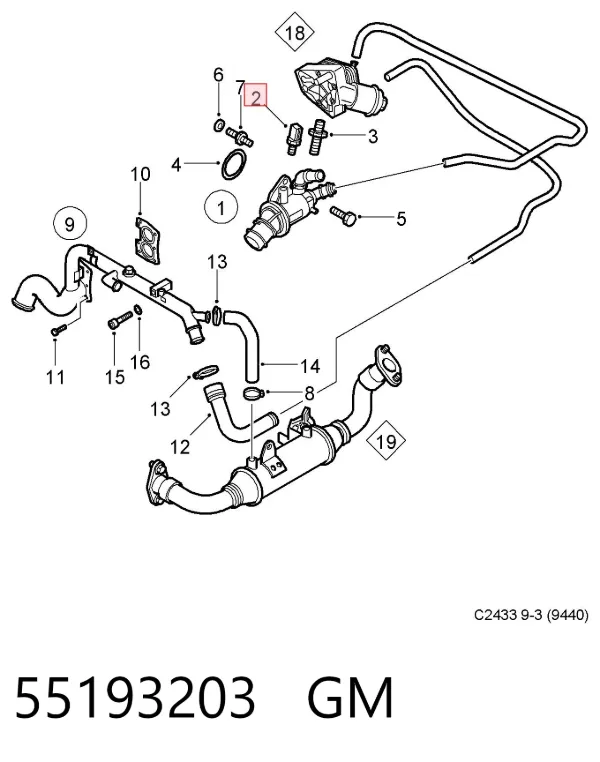Sensor de temperatura 55193203 General Motors