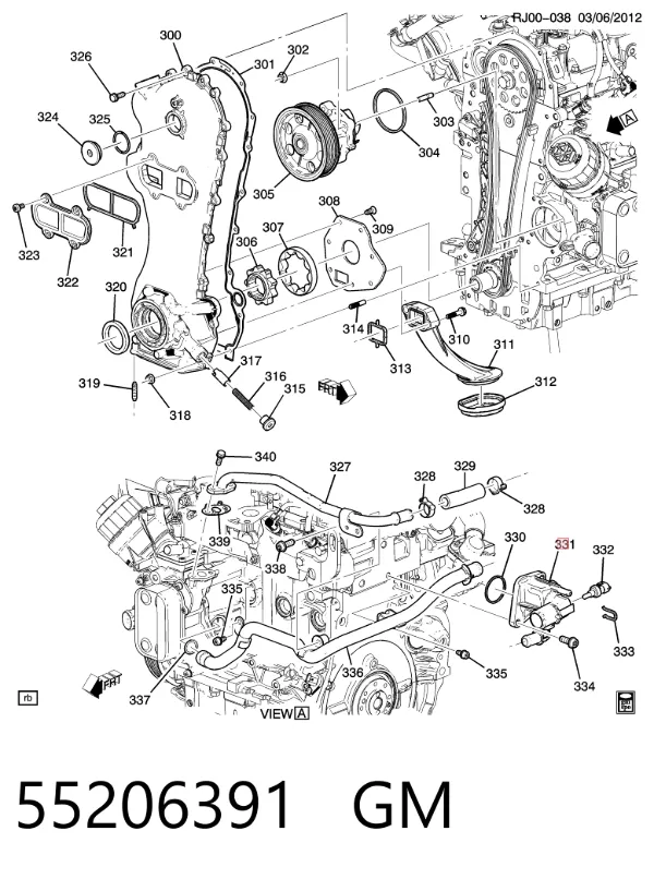 Caja de termostato 55206391 General Motors