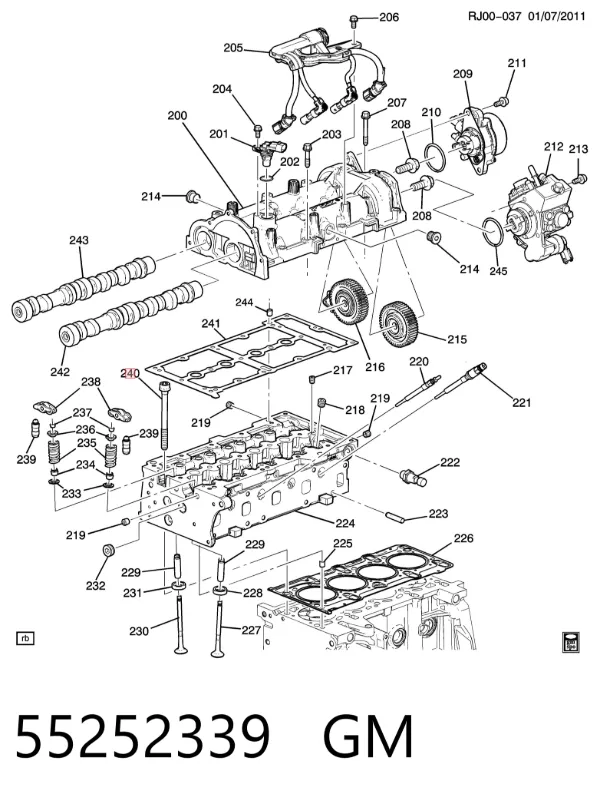 Tornillo culata 55252339 General Motors