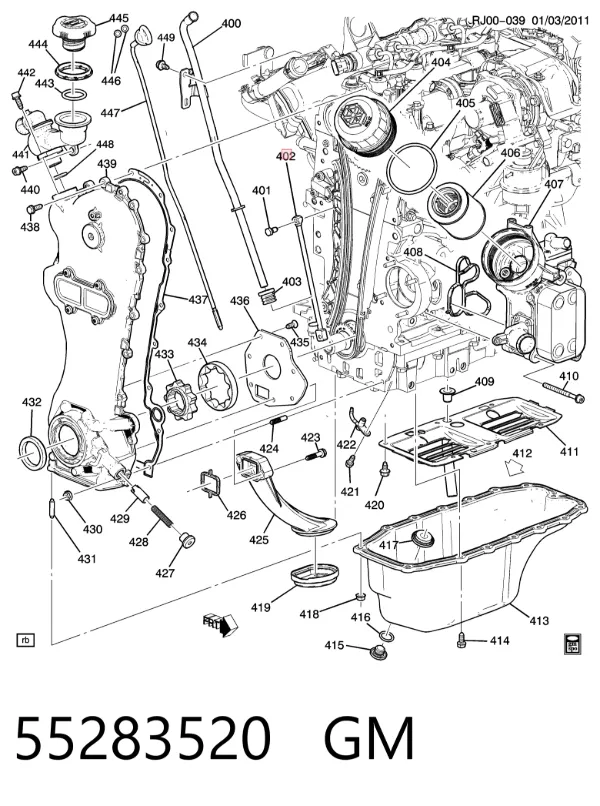 Kit de cadena de distribución 55283520 General Motors