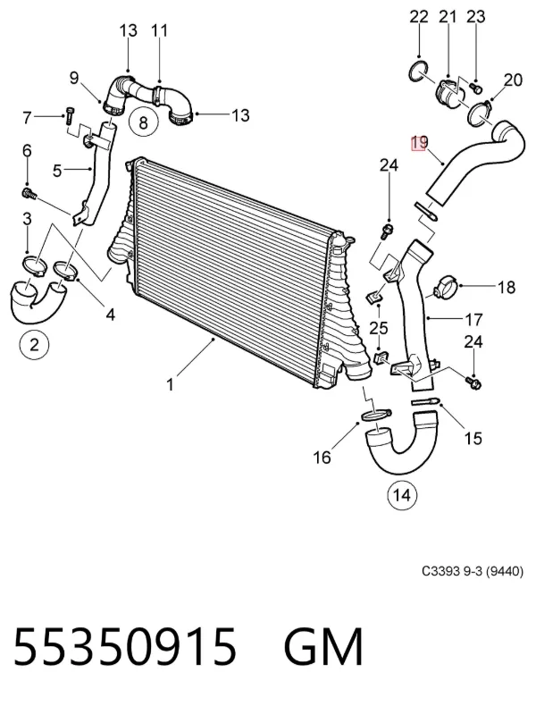 Tubo intercooler 55350915 General Motors