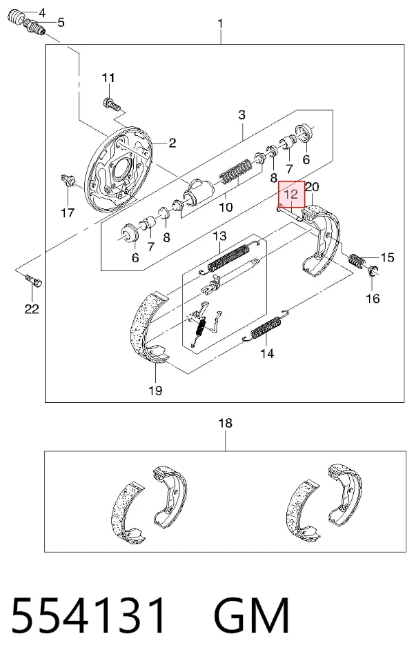 Juego de reparación de pastillas de freno 554131 General Motors