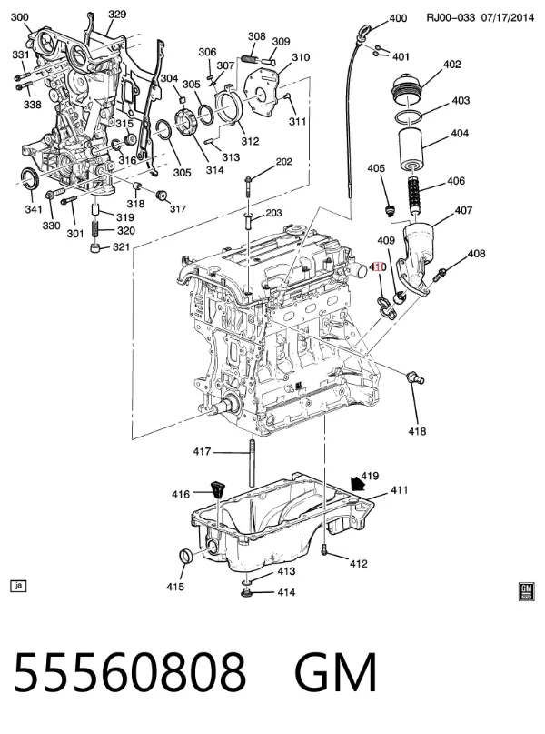 Junta del adaptador del filtro de aceite 55560808 General Motors