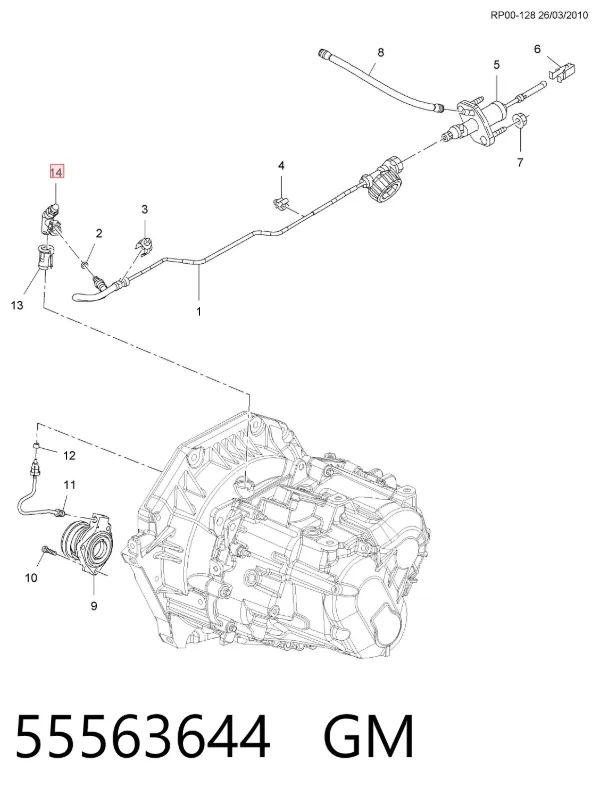 Té de tubo de embrague 55563644 General Motors