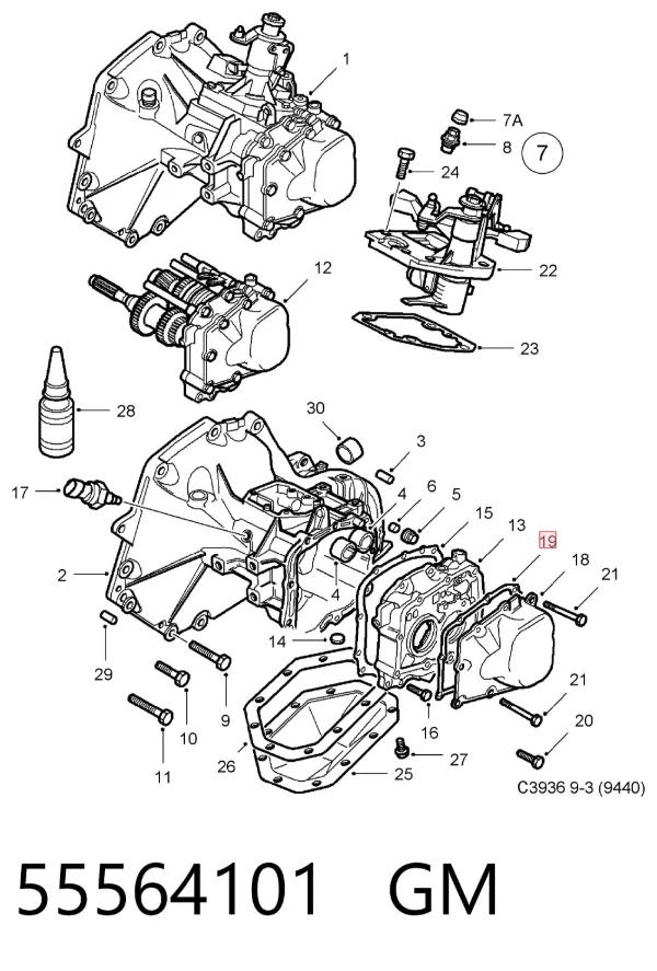 Junta de tapa de caja de cambios 55564101 General Motors