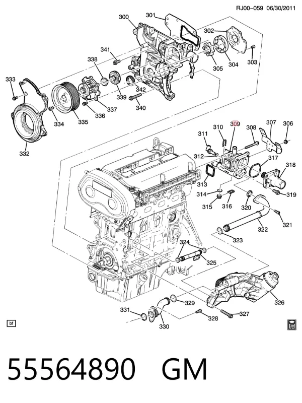 Caja de termostato 55564890 General Motors