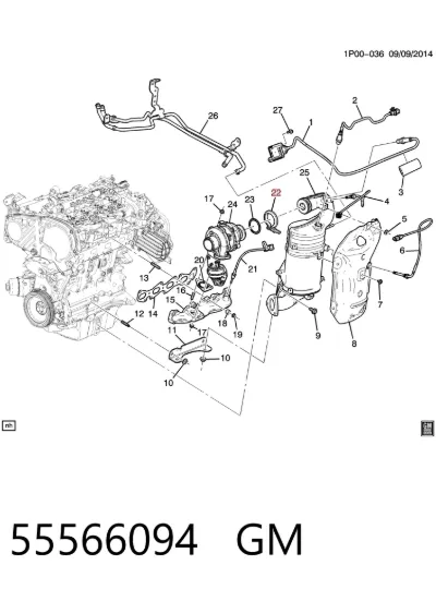 Abrazadera del colector de escape GM 55566094