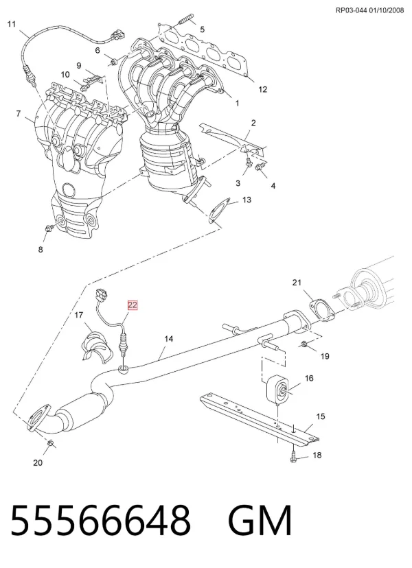 Sonda lambda de oxígeno posterior al catalizador 55566648 General Motors
