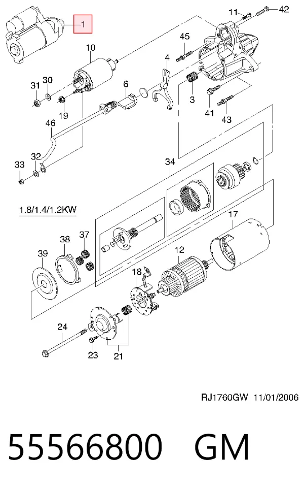 Motor de arranque 55566800 General Motors