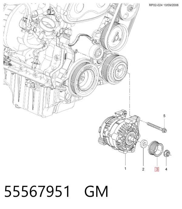 Polea alternador 55567951 General Motors