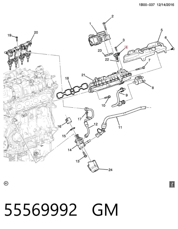 Sensor de presión del colector de admisión 55569992 General Motors