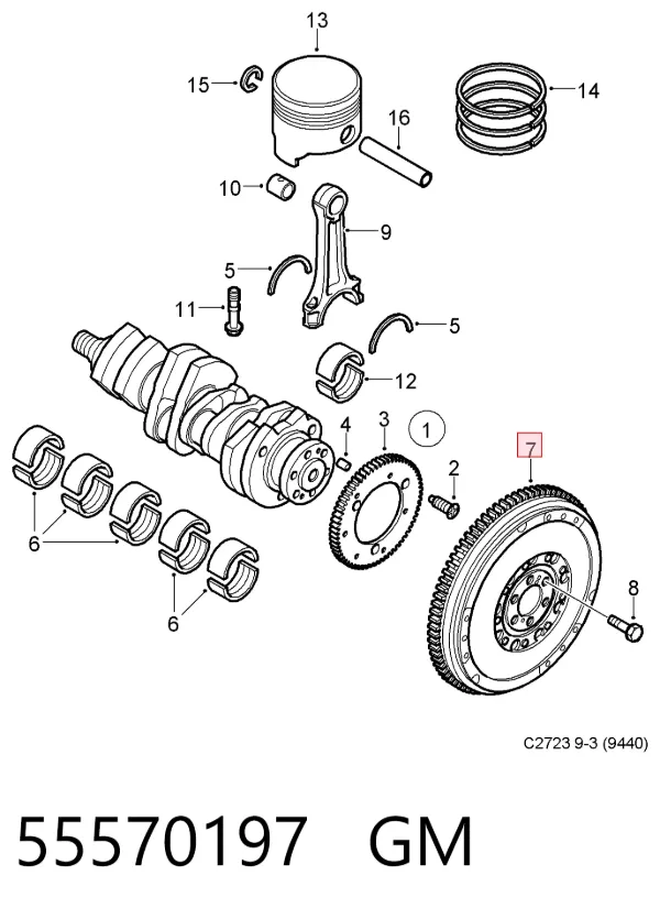Volante motor 55570197 General Motors