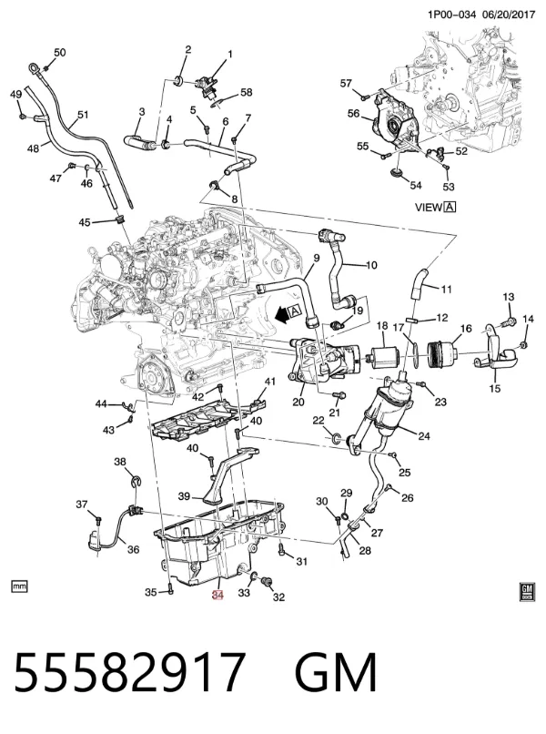 Cárter de aceite del motor 55582917 General Motors