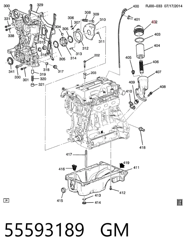 Tapa del filtro de aceite 55593189 General Motors