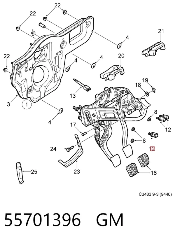 Interruptor de embrague 55701396 General Motors