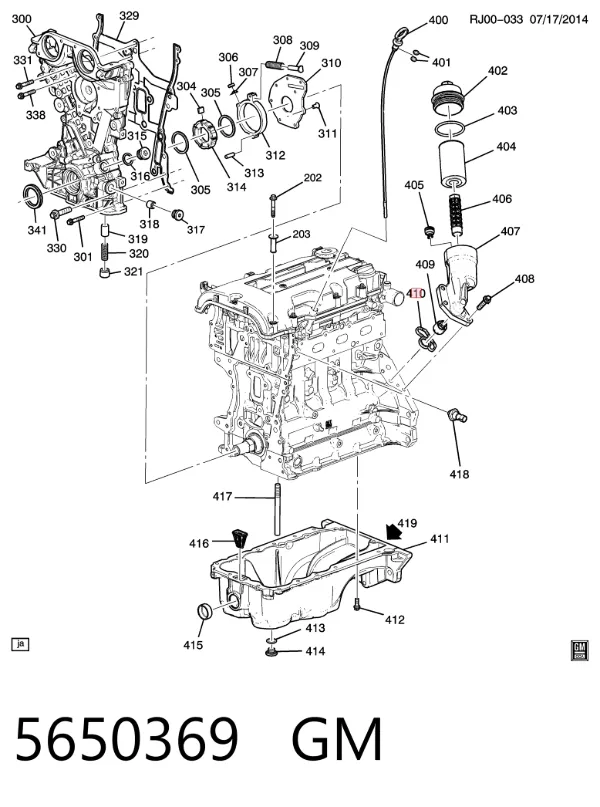 Junta del adaptador del filtro de aceite 5650369 General Motors