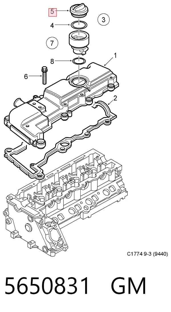 Tapa de aceite de motor 5650831 General Motors