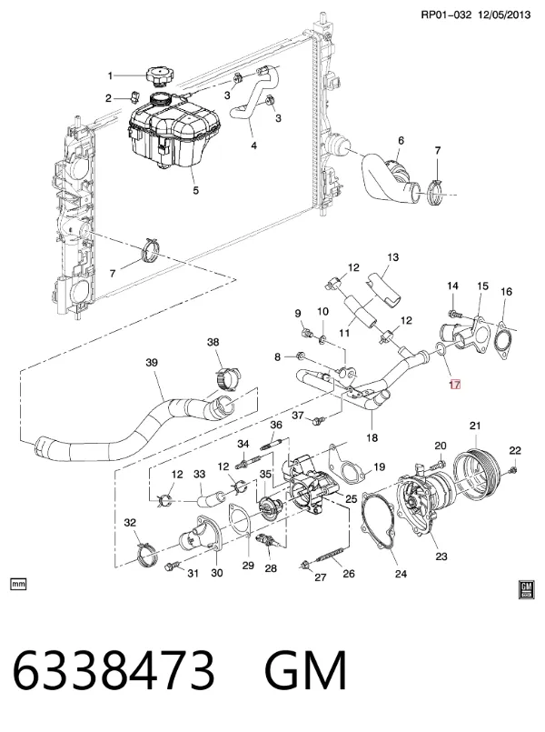 Junta de brida del sistema de refrigeración 97252585 Peugeot/Citroen