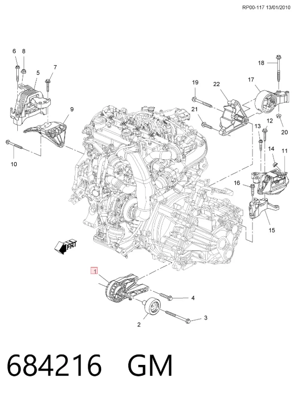 Soporte de motor delantero 684216 General Motors