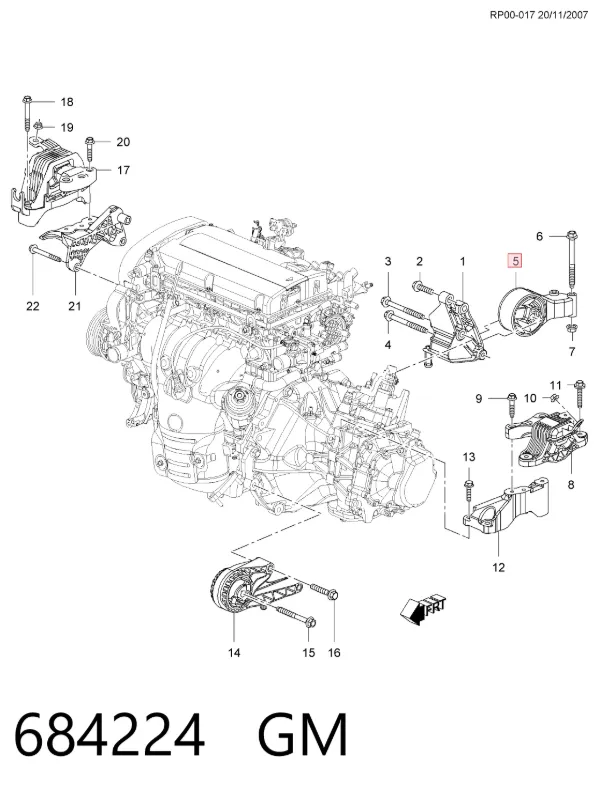 Soporte de motor trasero 684224 General Motors