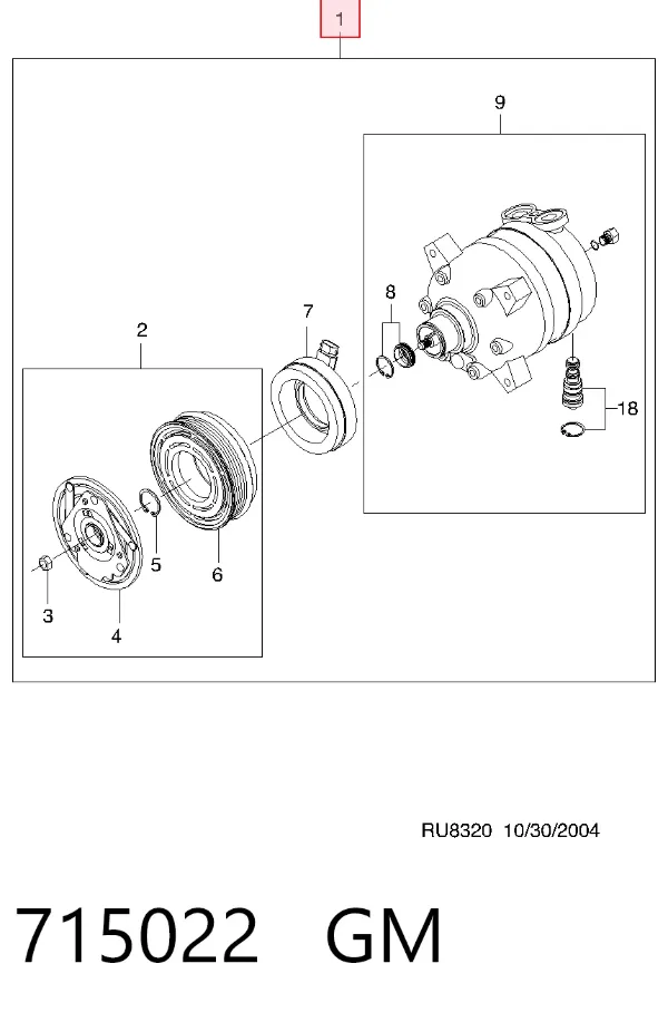Compresor de aire acondicionado 715022 General Motors