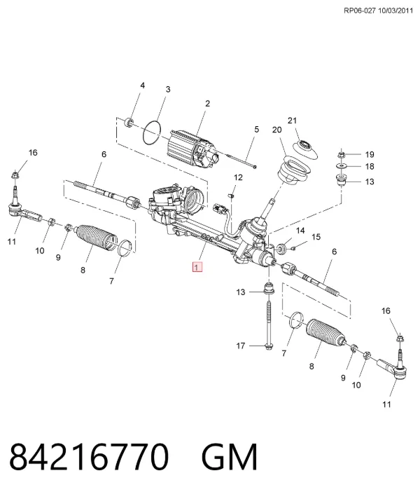 Cremallera de dirección 84216770 General Motors