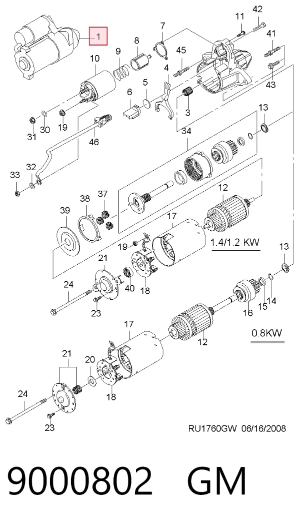 Motor de arranque 9000802 General Motors