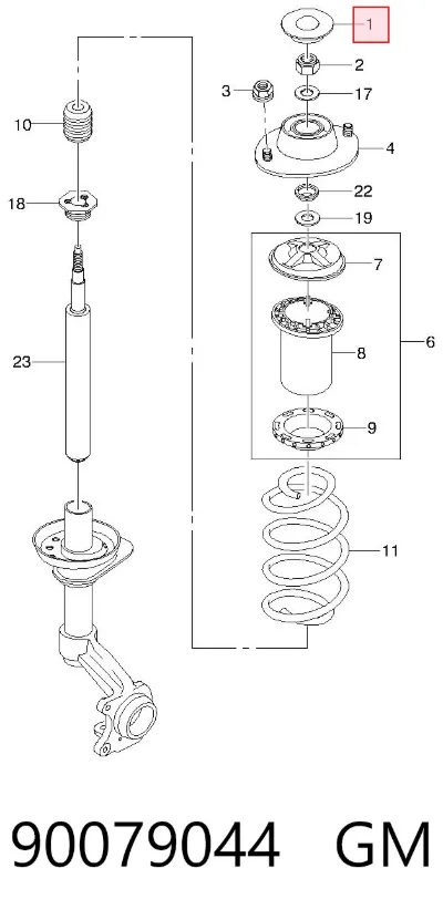 Cubierta de soporte del amortiguador delantero GM 90079044