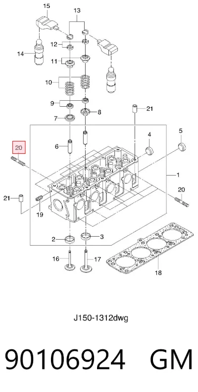 Espárrago del colector de escape GM 90106924