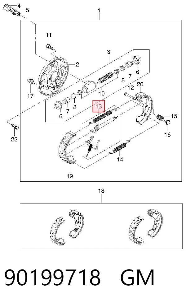 Kit de montaje de zapatas de freno traseras 90199718 General Motors