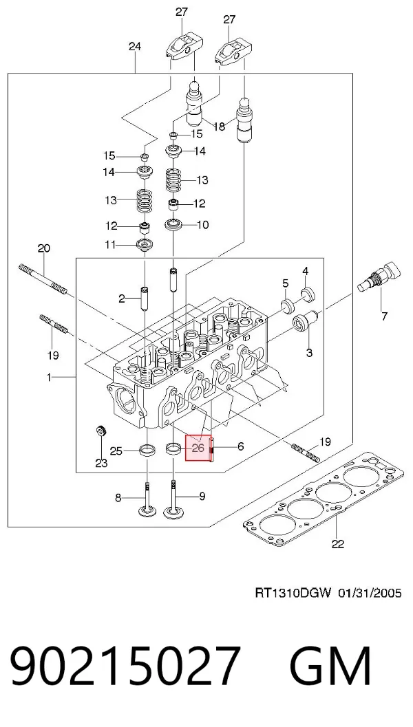 Aros de pistón para 1 cilindro, STD 90215027 General Motors