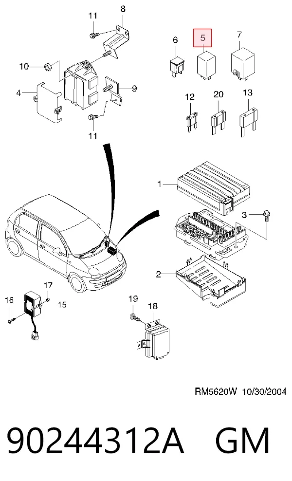 Relé ventilador 90244312A General Motors