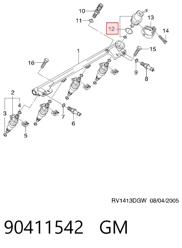 Regulador de presión de combustible 90411542 General Motors