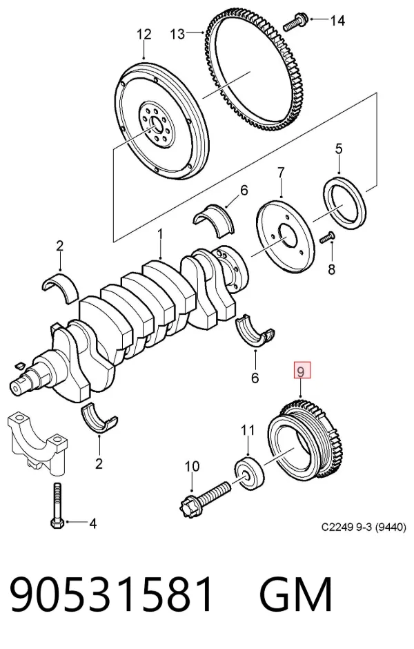Polea de cigüeñal 90531581 General Motors