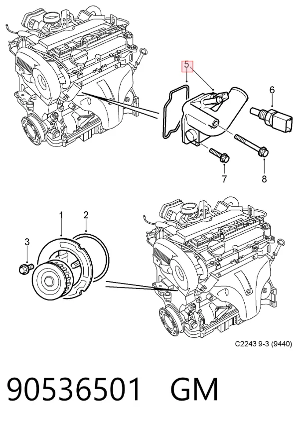 Caja de termostato 90536501 General Motors