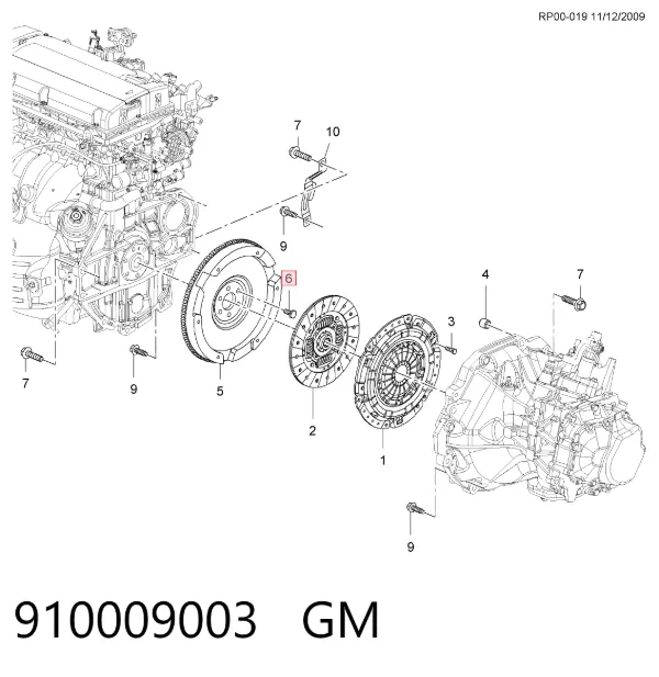 Perno de volante de inercia 910009003 General Motors