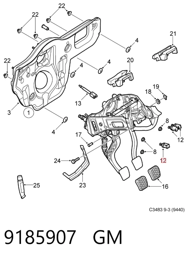 Interruptor de embrague 9185907 General Motors