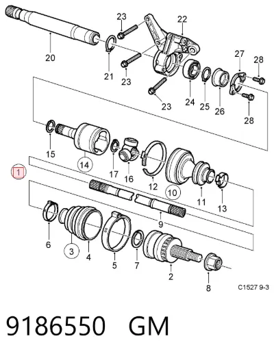 Semieje delantero GM 9186550