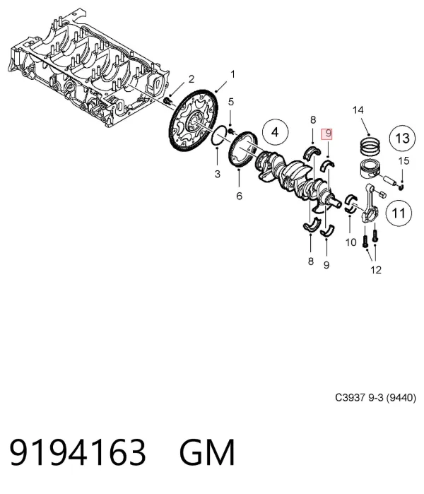 Juego de cojinetes de cigüeñal, estándar, STD 9194163 General Motors