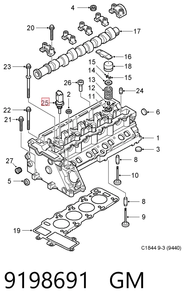 Sensor de temperatura 9198691 General Motors