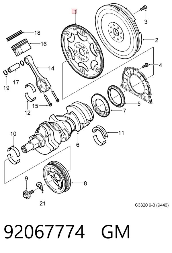Volante motor 92067774 General Motors