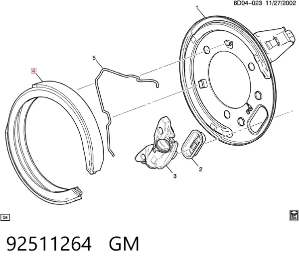 Zapatas de freno de mano 92511264 General Motors