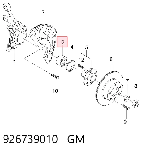 Cojinete de rueda delantero 926739010 General Motors